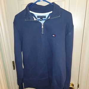 Mens Sz M NWT Tommy Hilfiger Navy 1/4 Zip Shirt Pullover